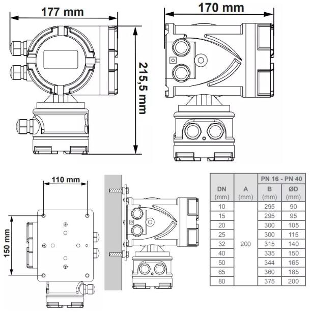 led智能電磁流量計尺寸